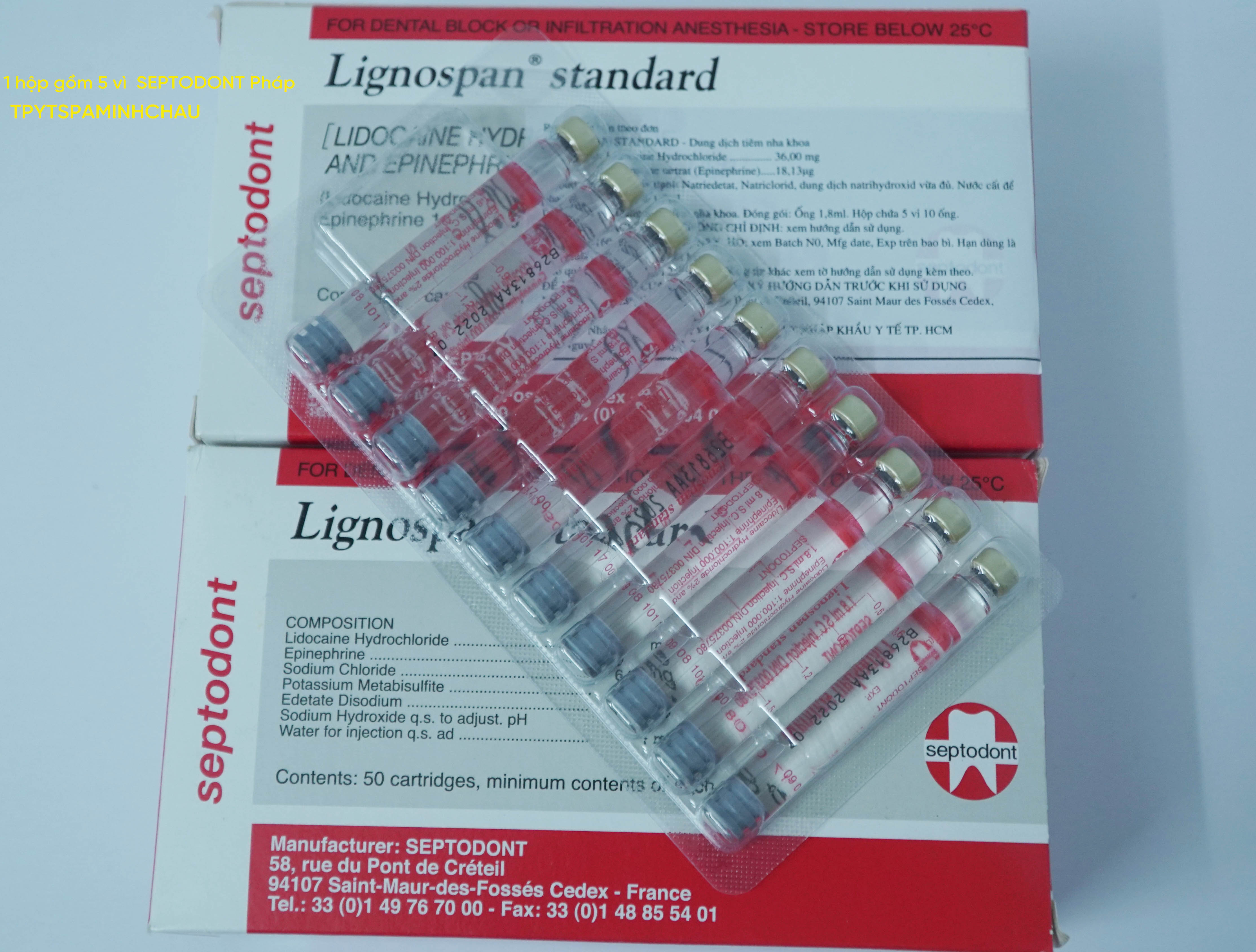 1 hộp gồm 5 vỉ  SEPTODONT Pháp