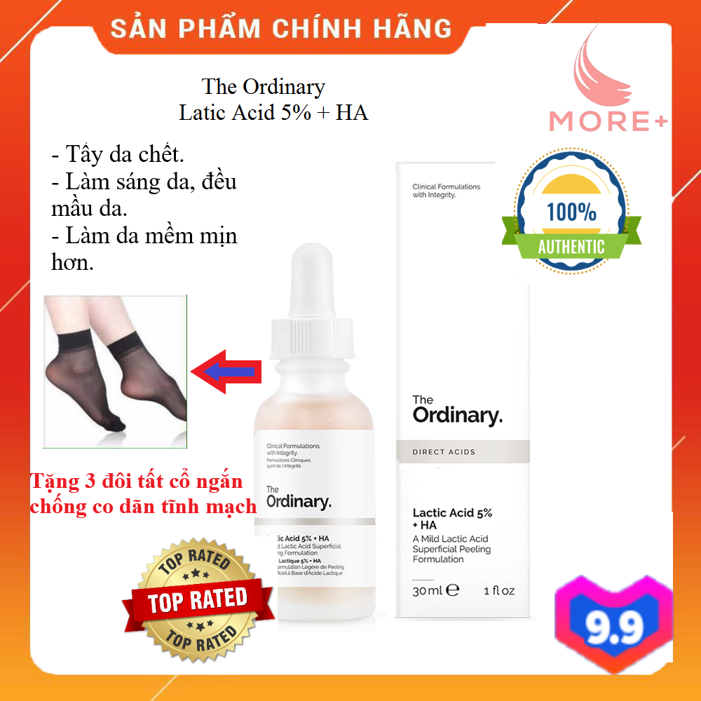 The Ordinary Lactic Acid 5% + Ha . Tinh Chất Tẩy Da Chết Làm Sáng Da Đều Mầu Da Làm Da Mềm Mịn