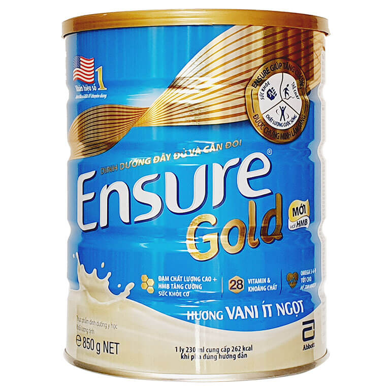 Sữa Ensure Gold Hương Vani Ít Ngọt 850G