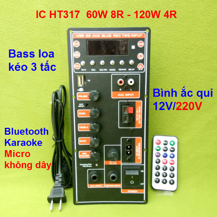 Mạch loa kéo công suất 60W - 120W IC CS8676 loa kéo 3 tấc Bluetooth Karaoke