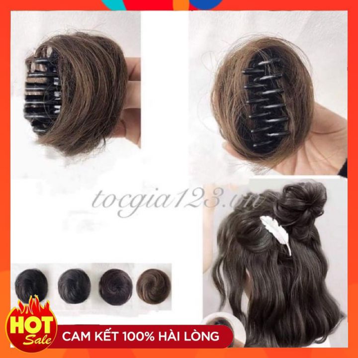 ☀️Mẫu Mới Kẹp To ☀️ Tóc Giả Búi Mini Búi Dạng Kẹp Sợi Tơ Cao Cấp Cực Yêu Đeo Tháo Dễ Dãng Luôn Vào Nếp - Đủ Màu