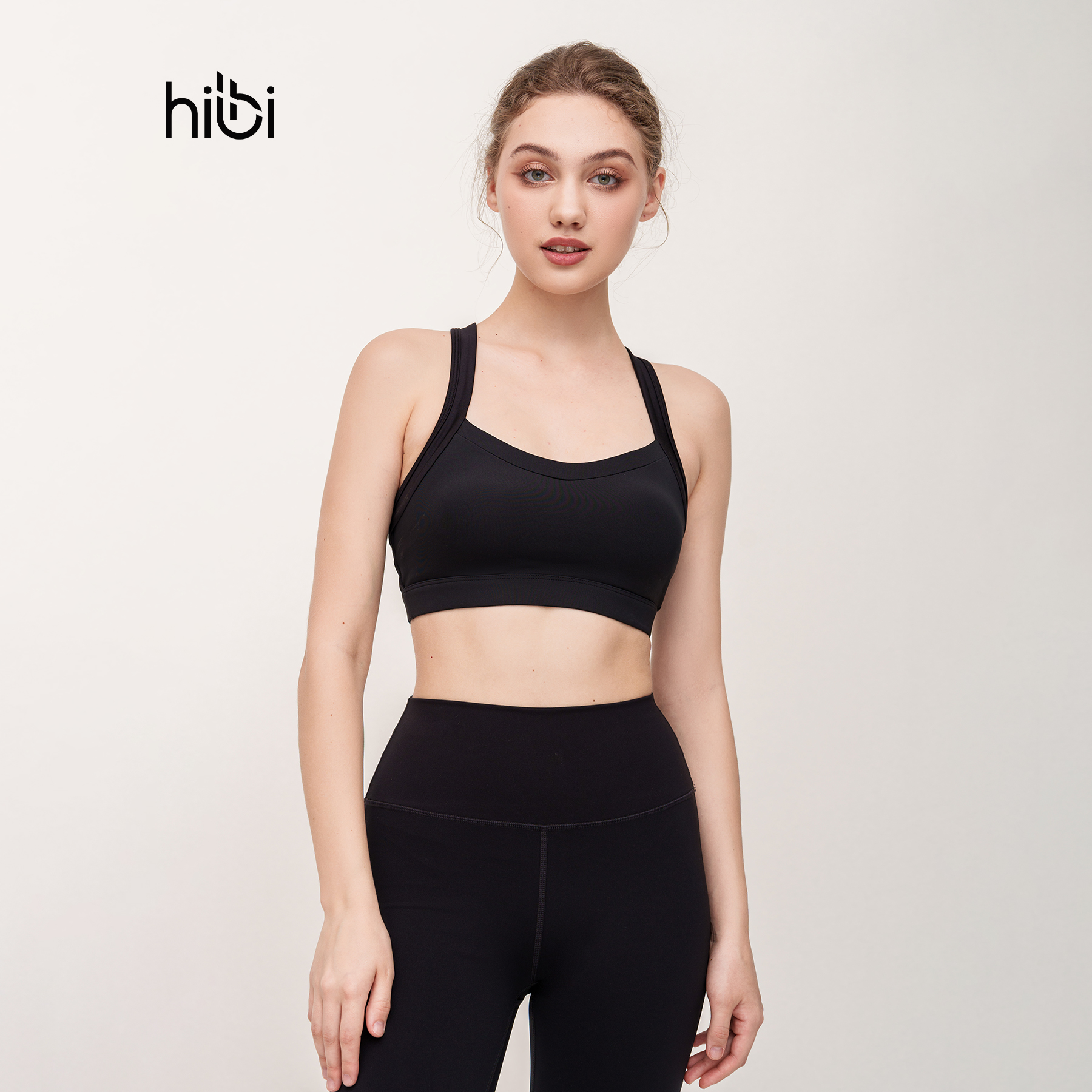 Áo tập Yoga Gym dây phối trắng BA507 Hibi Sports - Kèm mút ngực