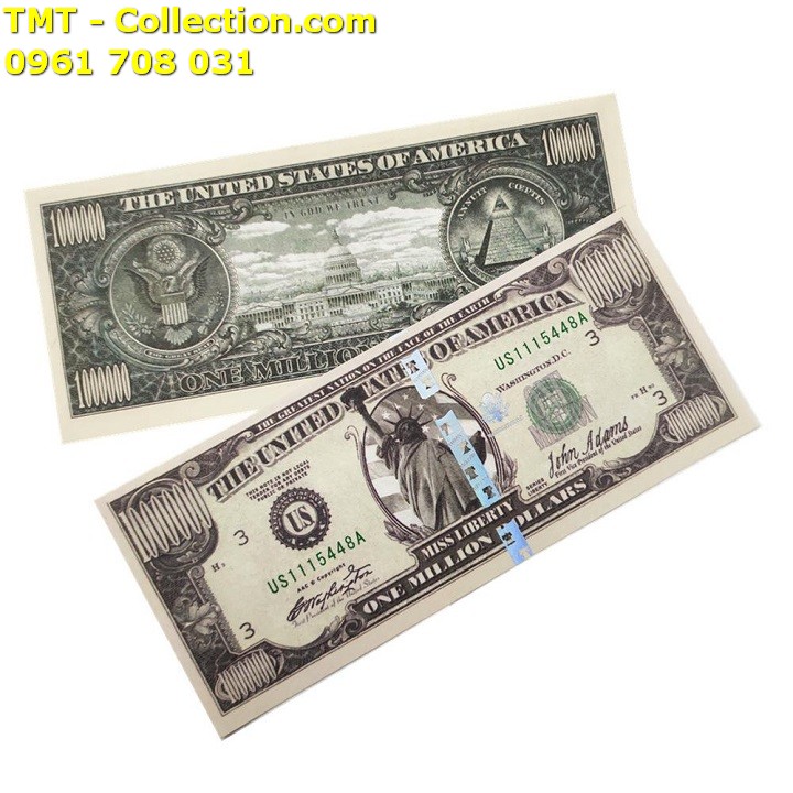 [HCM]Tiền lưu niệm 1 triệu USD dạ quang Kích thước: 155 x 65cm (Dài x Rộng) Màu xanh bạc-TMT Collect