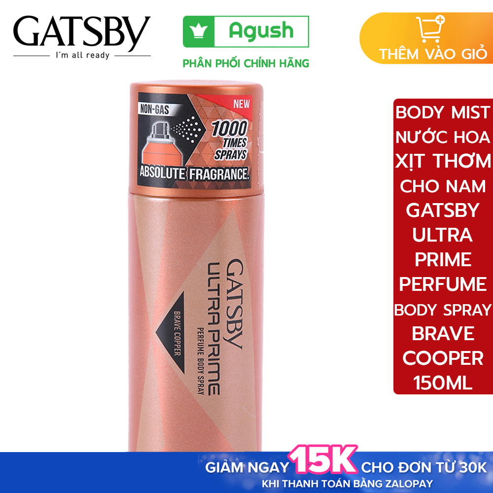 Xịt thơm body mist nam hương nước hoa Gatsby Ultra Prime Perfume Body Spray Men Bright Legacy Precio