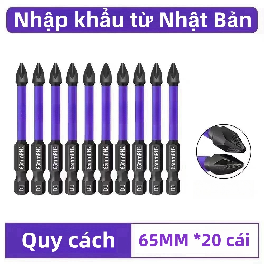Mũi Vít chống trượt từ tính cao PH1 PH2 PH3-6.35mm mũi bắn vít chữ thập độ cứng cao hàng loạt đầu ch