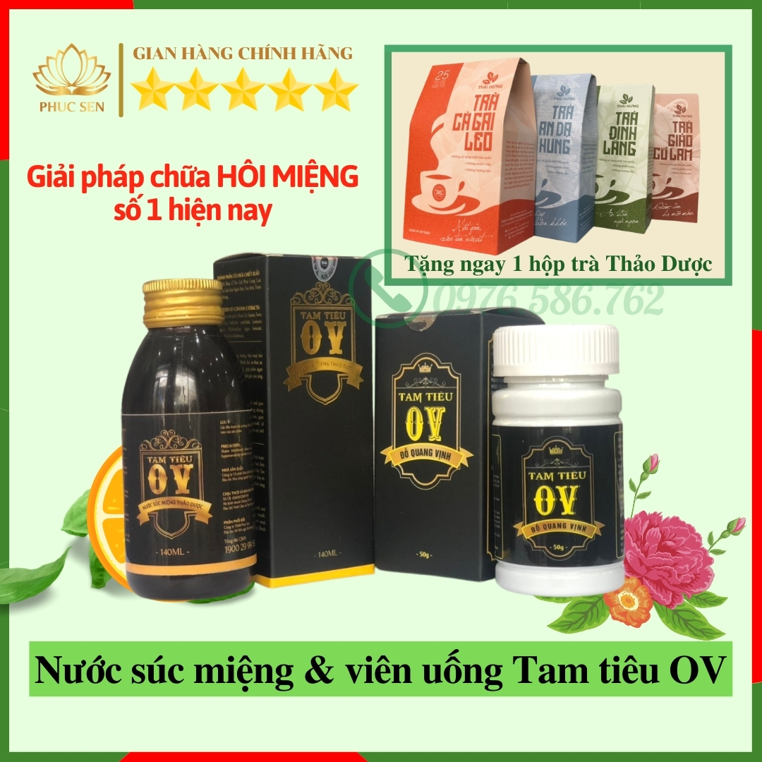 Nước Xúc Miệng Và Viên Tam Tiêu Ov - Thơm Miệng Khử Mùi Trị Hôi Miệng Hiệu Quả