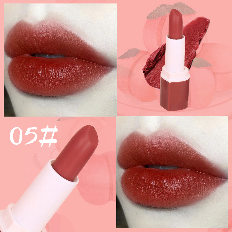 [Peachy Sis] Phong cách mới Son môi hồng đào không thấm nước lâu trôi -6 màu có sẵn（1 thỏi son）