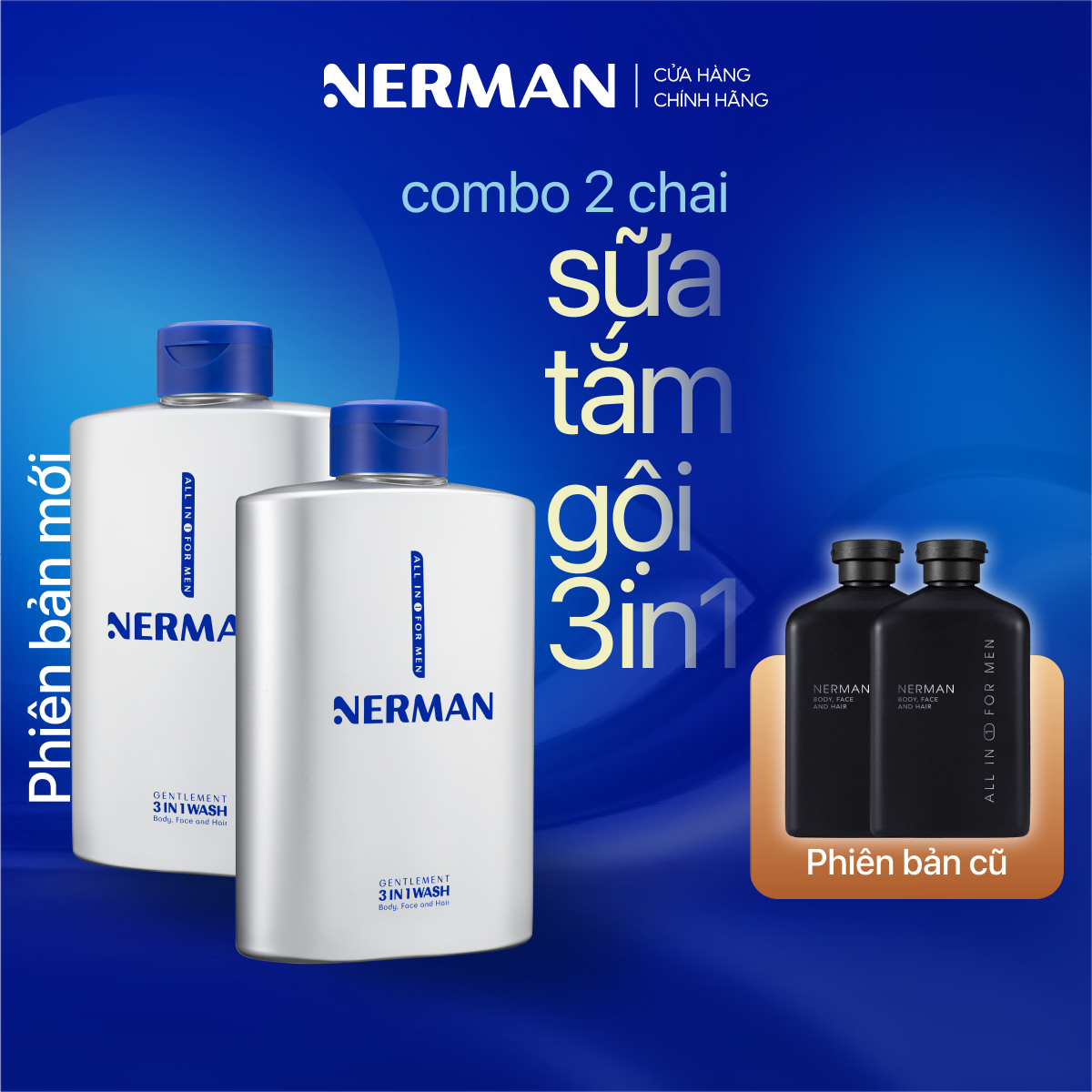 Sữa Tắm Gội Hương Nước Hoa Cao Cấp Gentleman 3-In-1 Nerman 350ml