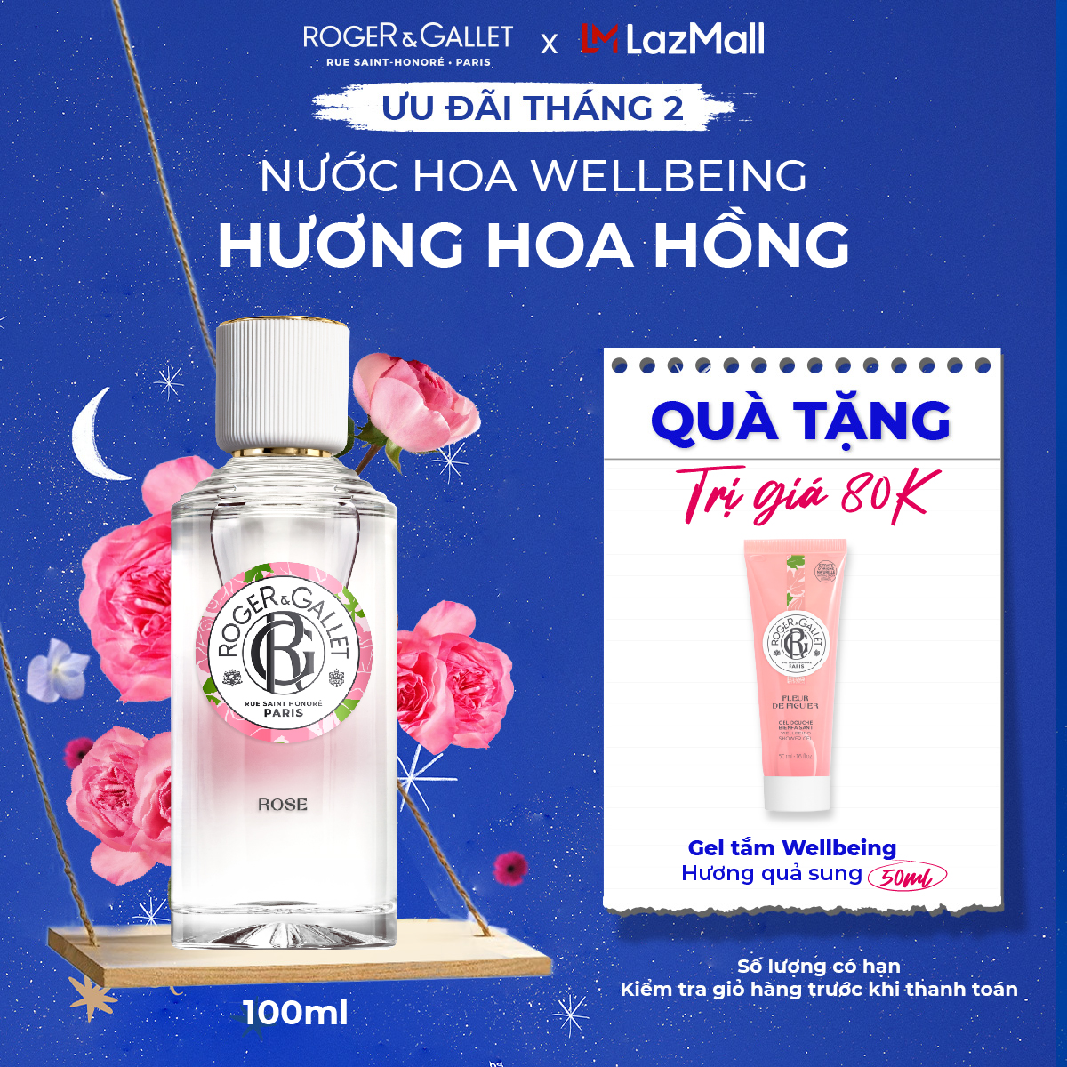 Nước hoa Wellbeing hương hoa hồng Roger&Gallet Rose 100ml