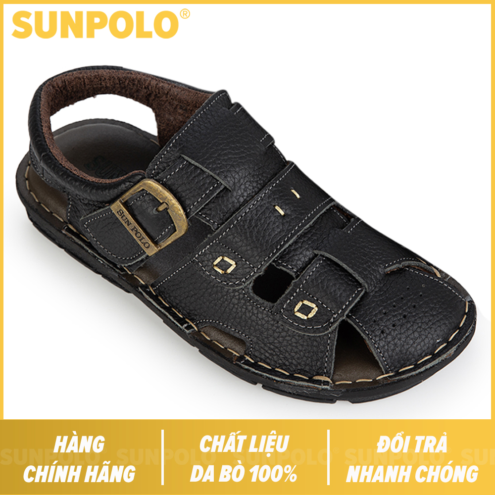 Sandal Nam Da Bò Cao Cấp SUNPOLO SDA020 Có Size 44 45