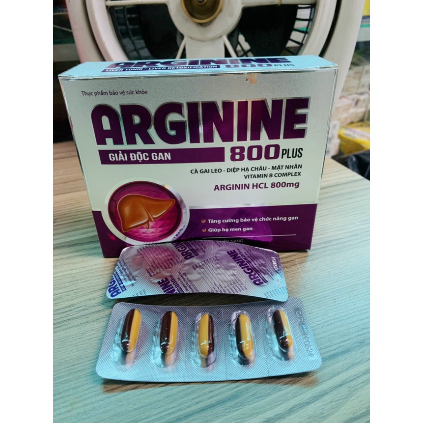Arginin 800 hỗ trợ bổ gan mát gan hạ men gan Tăng cường chức năng gan Arginine 800 plus