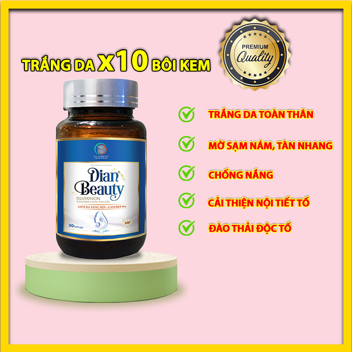 [Hcm][Mua 1 Tặng 3] Viên Uống Trắng Da Dian Beauty Khuyến Mãi Tặng Kèm Mặt Nạ Vàng Tặng Son Môi Nước Hoa Dưỡng Trắng Da Toàn Thân Chống Lão Hóa Mờ Nám Tàn Nhang Chống Nắng