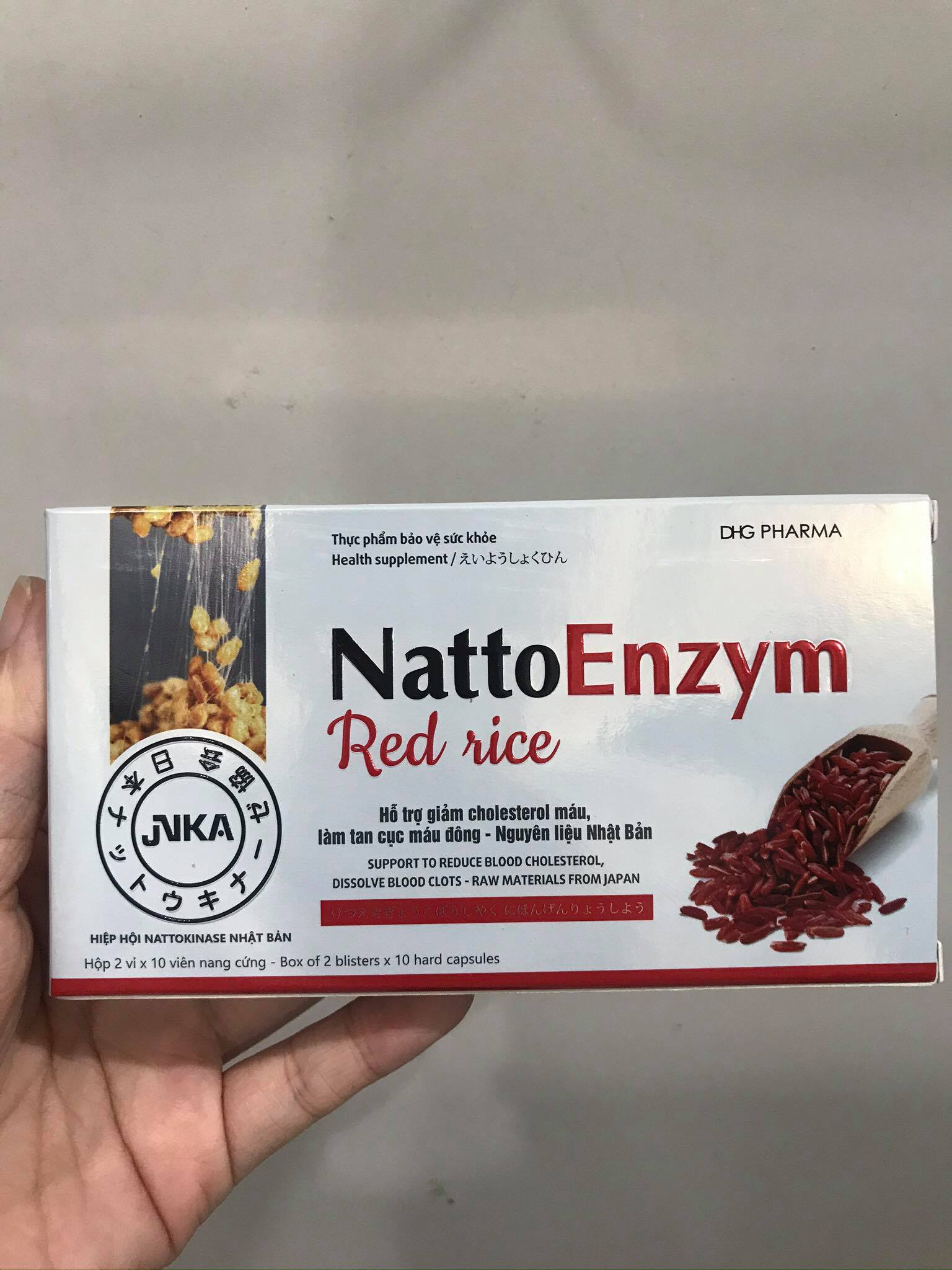 Viên Uống Nattoenzym Gạo Đỏ (Red Rice) Ngừa Đột Quỵ Cho Người Mỡ Máu Hộp 20Vien