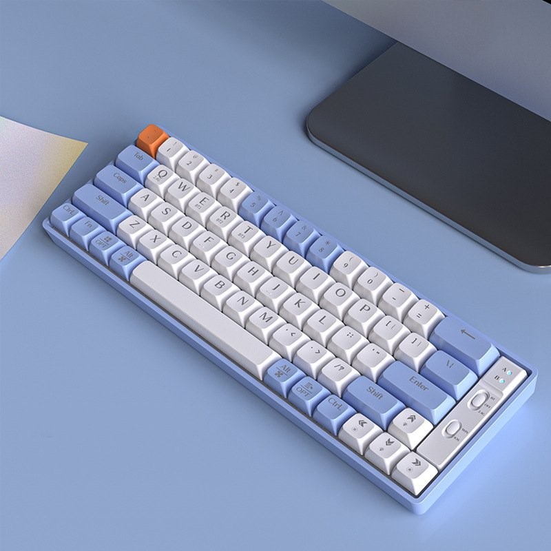 Bàn Phím Cơ Gaming không dây GK65 chống ồn - Bluetooth + USB - Pin sạc TypeC - Hotswap cho máy tính 