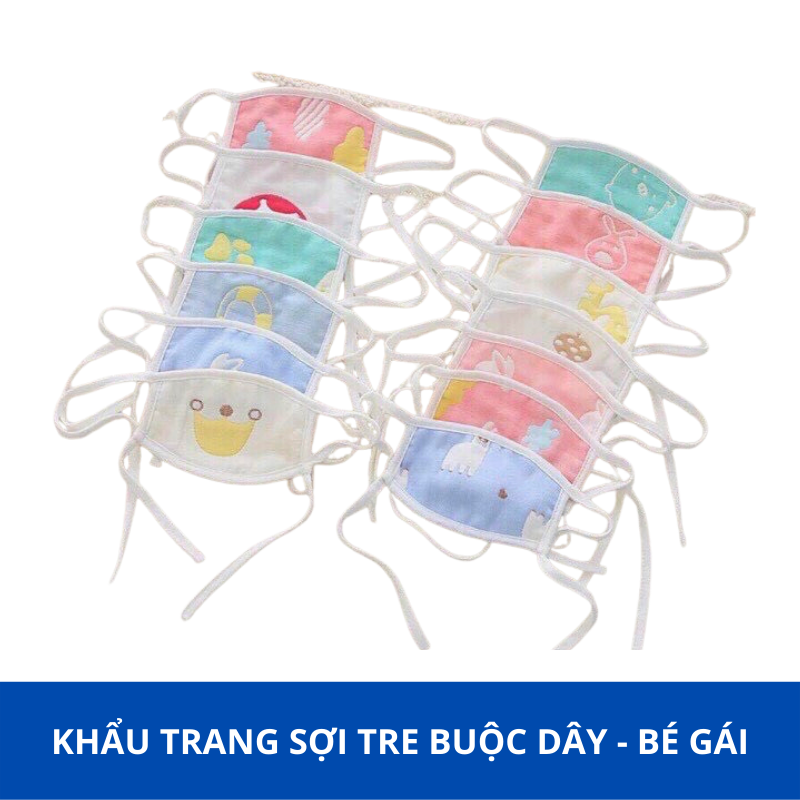 Khẩu trang vải sợi tre dây buộc điều chỉnh cho bé yêu