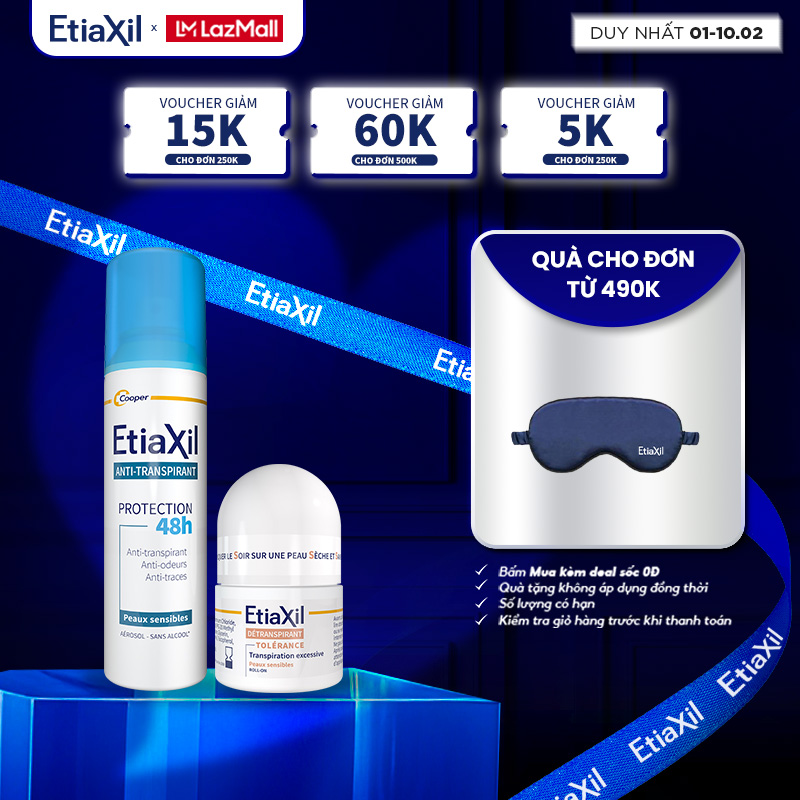 Combo Xịt khử mùi toàn thân Etiaxil bảo vệ kép 150ml và Lăn Khử Mùi Ngăn Mồ Hôi Etiaxil 15ml