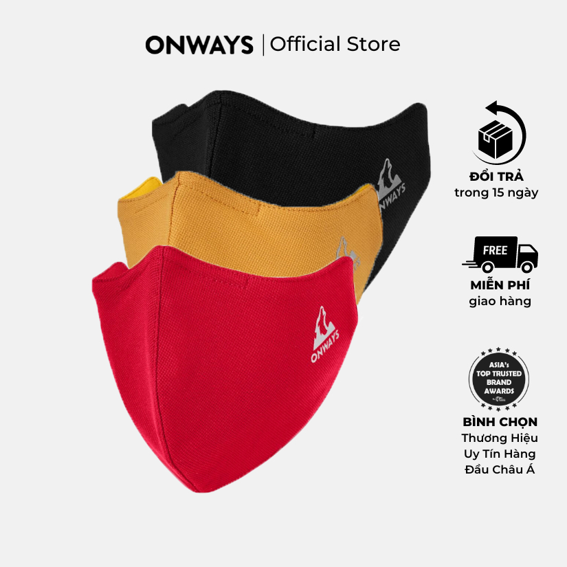 ONWAYS Combo 3 Khẩu Trang Vải Pique Cafe Kháng Khuẩn AMA 2002