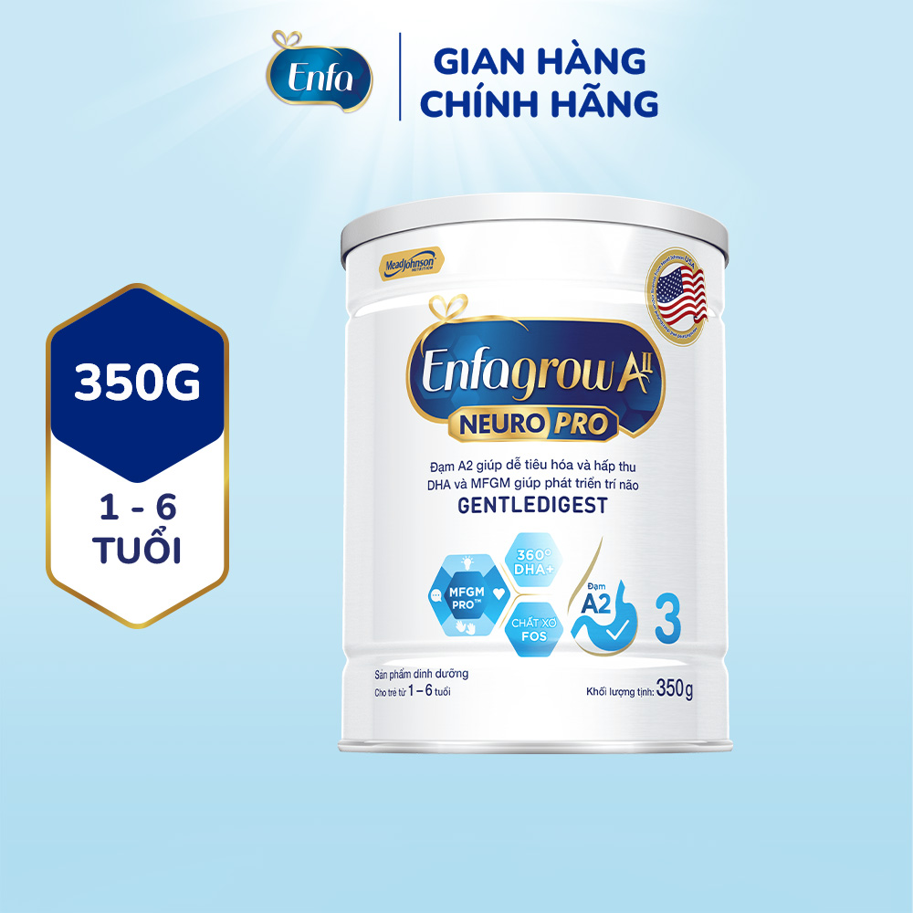 Sữa bột Enfagrow A2 Neuropro 3 dành cho trẻ từ 1-6 tuổi – 350g