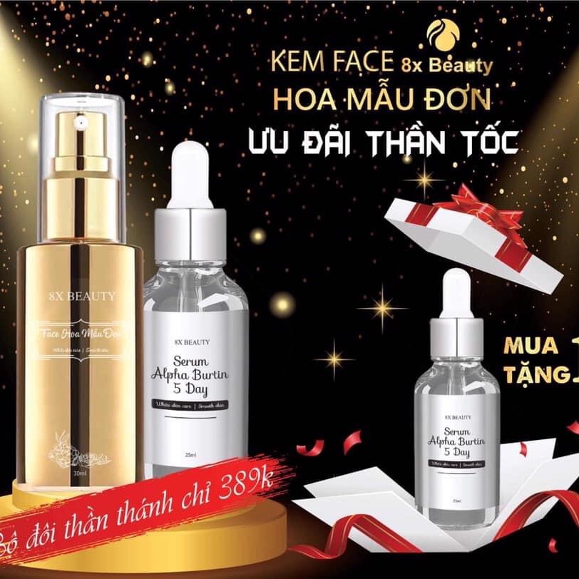 Kem Face Hoa Mẫu Đơn & Serum Alphabutin 5Day