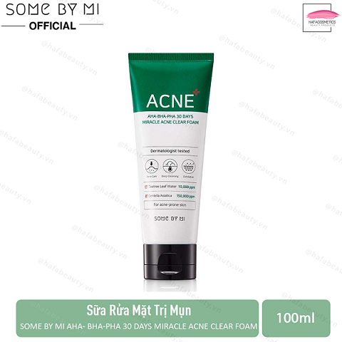 [Có Sẵn] Sữa Rửa Mặt Giảm Mụn Some By Mi Aha-Bha-Pha 30 Days Miracle Acne Clear Foam 100ml