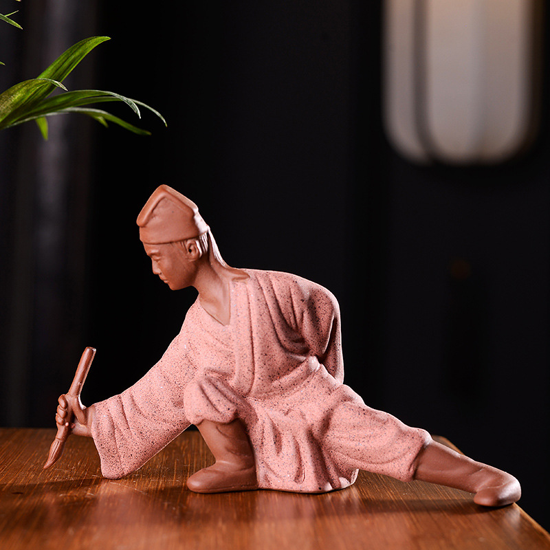 Tượng Khổng Minh (Gia Cát Lượng) Gốm Tử Sa Cao Cấp  - Trang trí Bàn làm việc Phòng khách Ô Tô