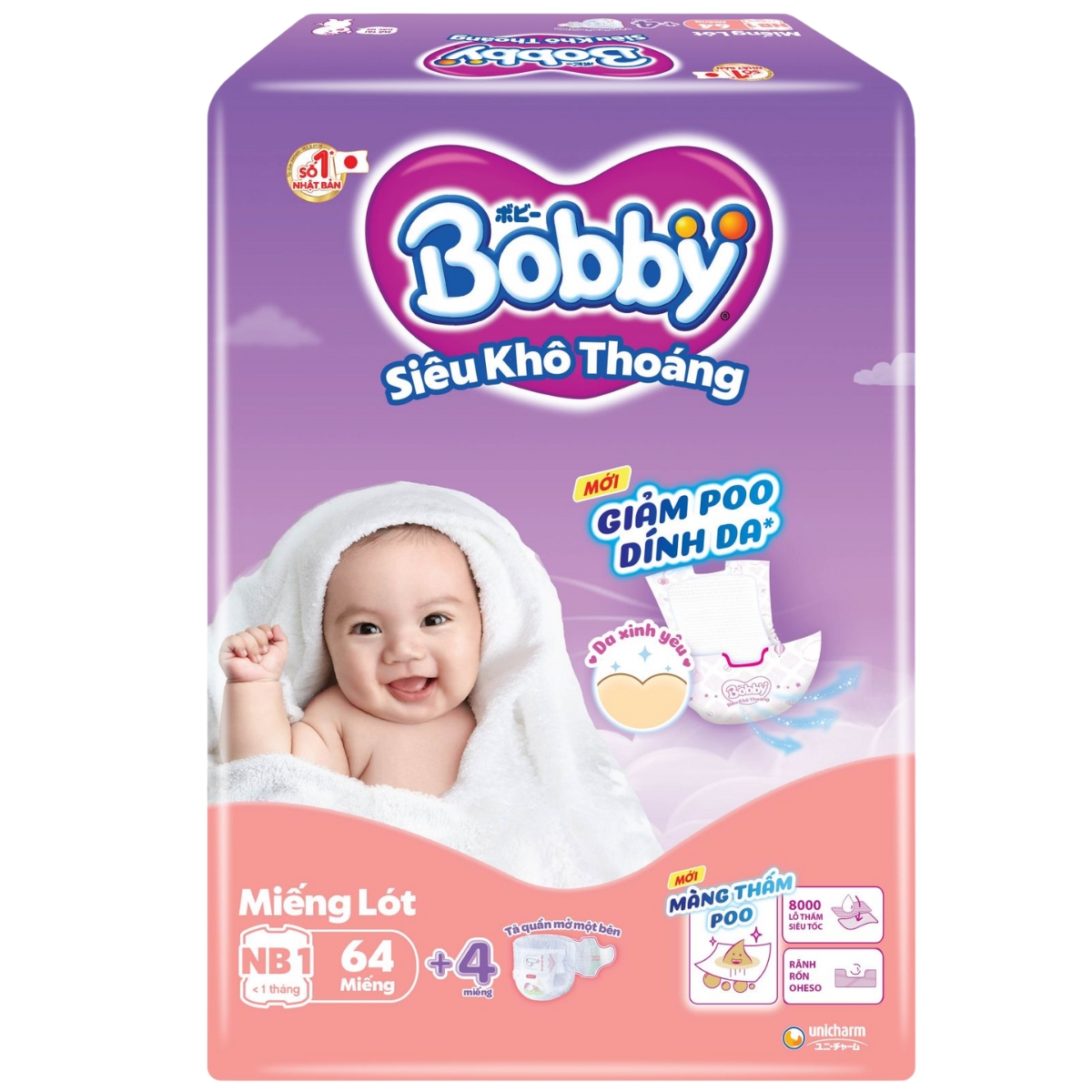 Tã Bỉm Dán Bobby Lõi Nén Cottton Siêu Mỏng Siêu Thấm Thoáng Khí Khô Mát Dành Cho Bé Sơ Sinh - Bibo Mart
