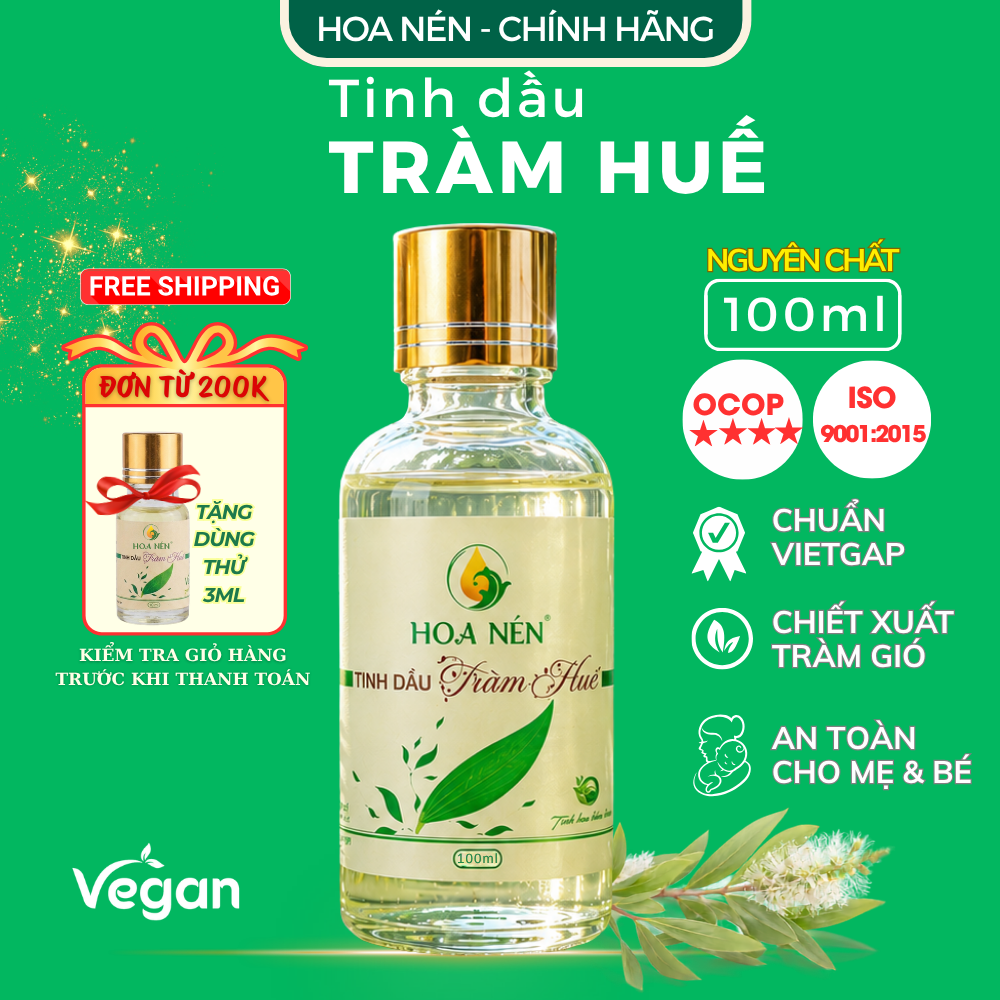 Tinh Dầu Tràm Huế Nguyên Chất 100ml - Hoa Nén - Chăm sóc sức khỏe mẹ và bé