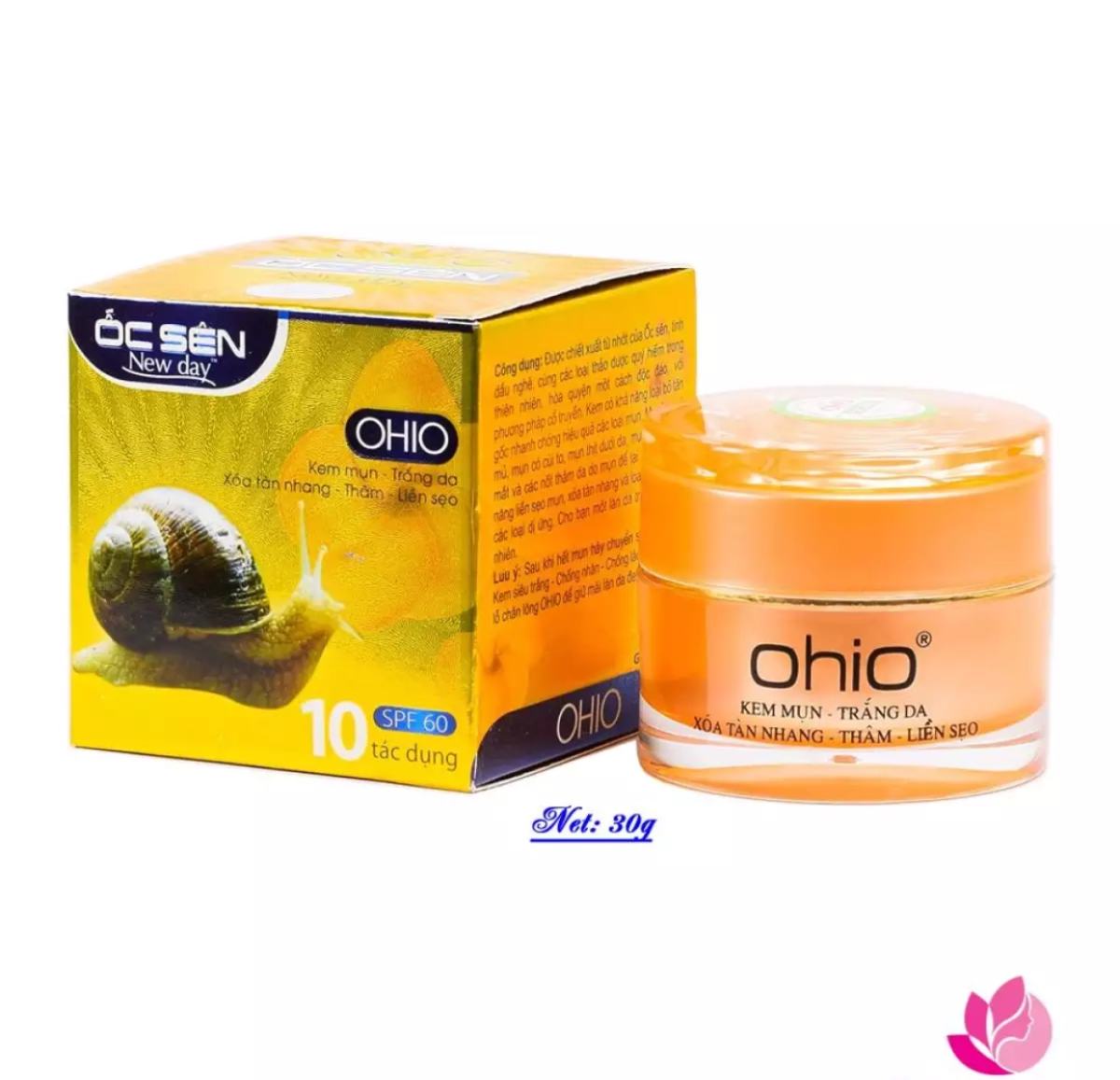 [HCM]Kem mụn Trắng da Xóa tàn nhang Thâm Liền sẹo 10 tác dụng Ohio Ốc Sên 30g (Vàng)
