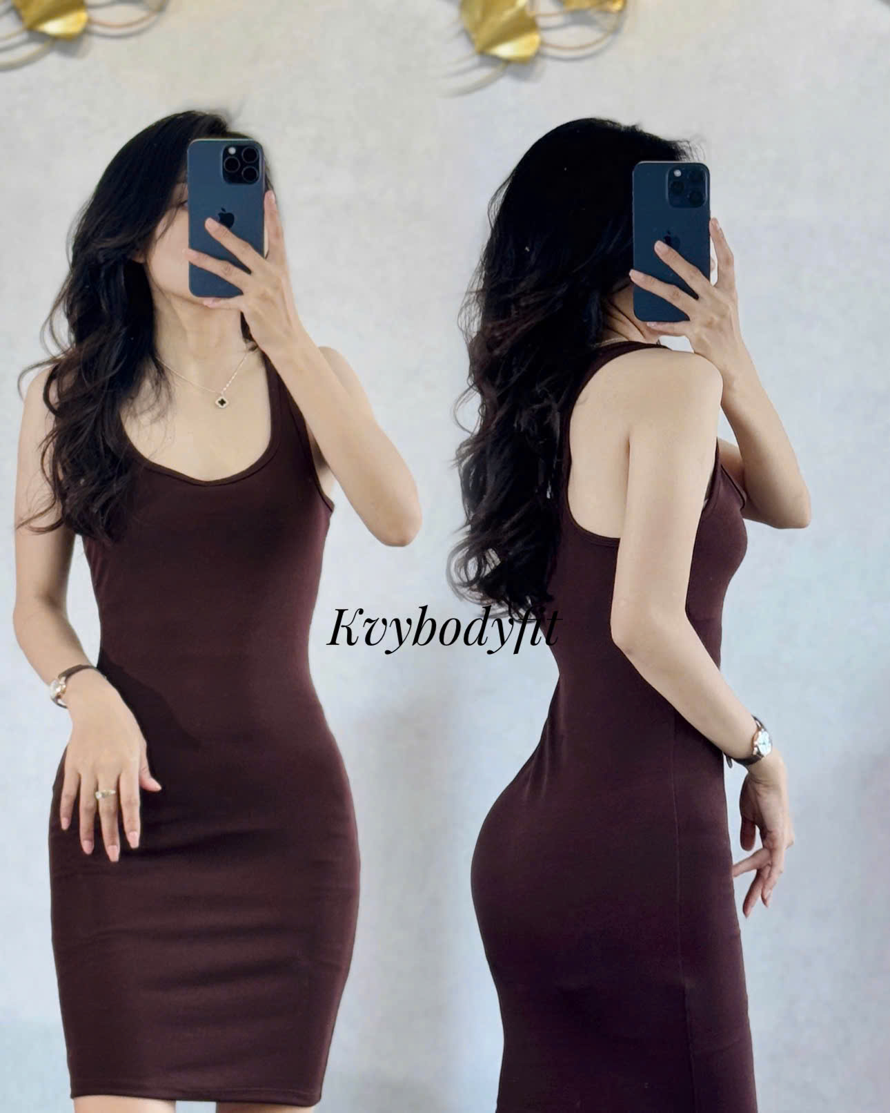 Đầm body sát nách ba lỗ phom ngắn siêu hách dáng Kvy D1 chất thun cotton mịn co giãn thích hợp mặc ở