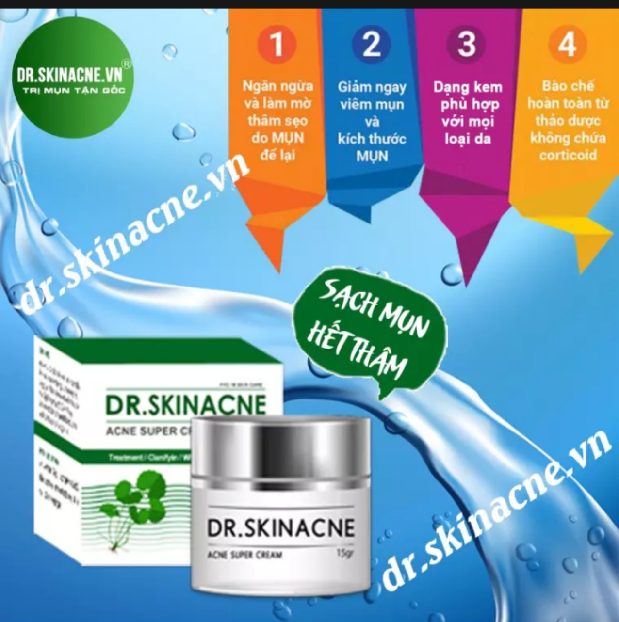 Dr Skinacne + Spa Acne Combo Kem Chấm Mụn Cấp Tốc - Hàng Chính Hãng