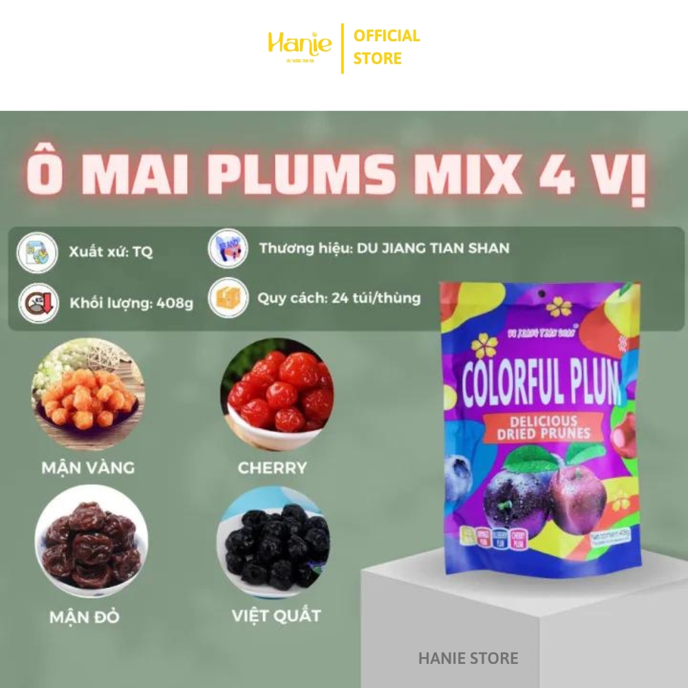 HSD T2/24 Ô mai mix đủ vị Colorful Plum Hanie Healthy Food (việt quất - cherry - Blueberry - mận đen