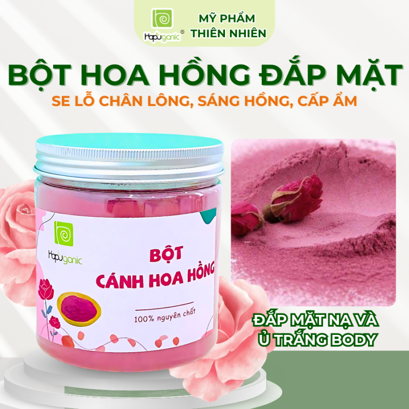 Bột hoa hồng nguyên chất Hapuganic Mặt nạ chống lão hóa dưỡng ẩm và và giảm thâm mụn