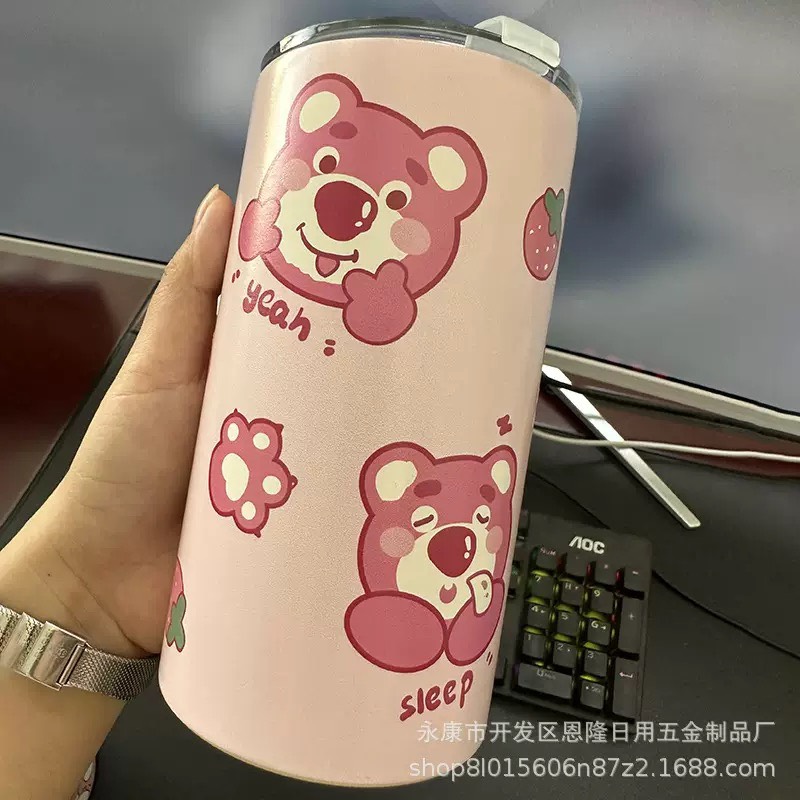 Ly giữ nhiệt gấu dâu Lotso 750ml - Hồng, Inox 304, Thái Lan