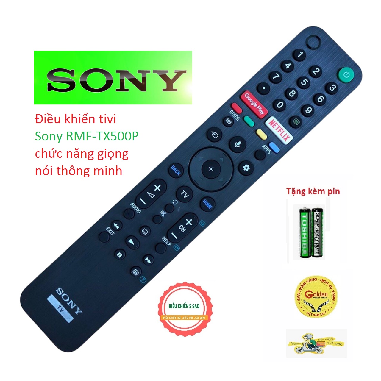 Điều khiển tivi Sony RMF-TX500P chức năng giọng nói thông minh loại tốt zin theo máy - tặng kèm pin chính hãng - Remote tivi Sony RMF-TX500P - Đầu bấm tivi sony RMF-TX500P loại tốt thay thế điều khiển tivi sony zin theo máy