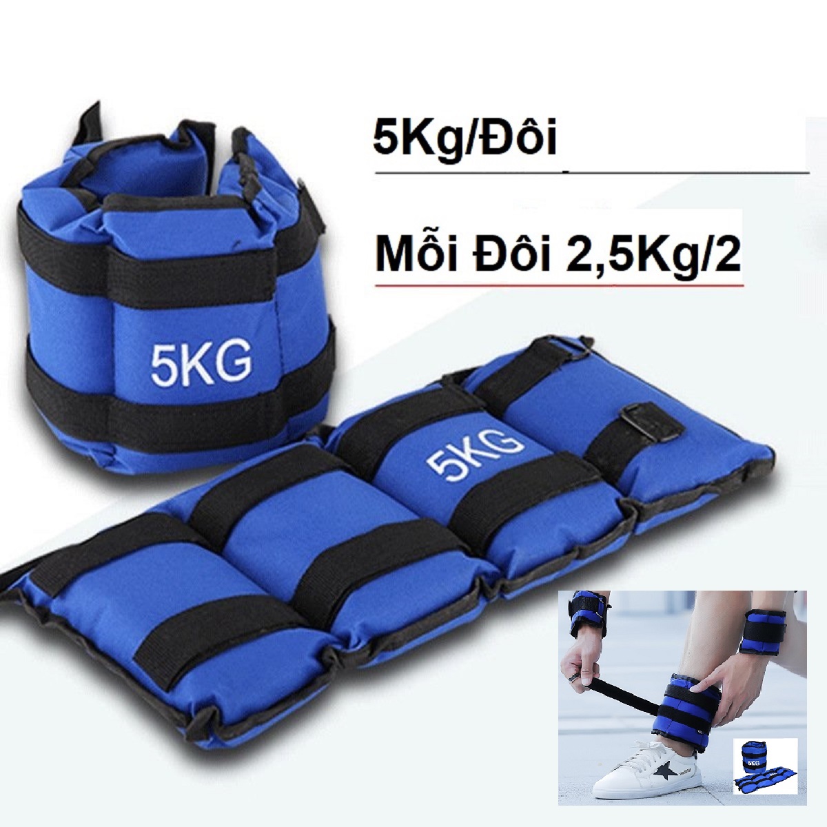 2 Tạ cát đeo tay chân 5Kg(2 Chiếc 25Kg) tiện lợihỗ trợ tập luyện chạy bộ hít xà giữ dáng giảm mỡ tăn