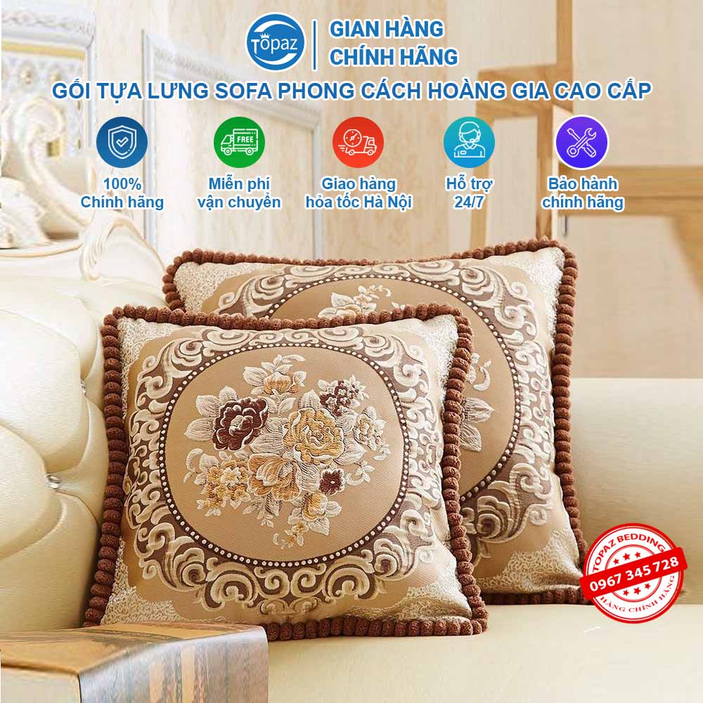 Gối tựa lưng sofa phong cách hoàng gia chính hãng TOPAZ kèm ruột gối bông mang lại cho bạn cảm giác dễ chịu êm ái
