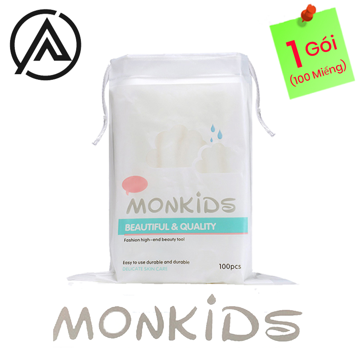Bông tẩy trang 100% cotton 3 lớp mềm mịn thấm hút cực tốt 100 miếng/bịch – Thương Hiệu MONKIDS