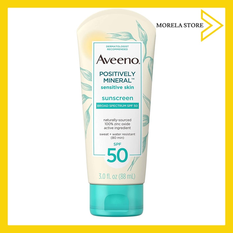 [HCM]Kem chống nắng không nhờn chống trôi cho da nhạy cảm Aveeno Positively Mineral Sensitive Skin Daily Sunscreen Lotion with SPF 50