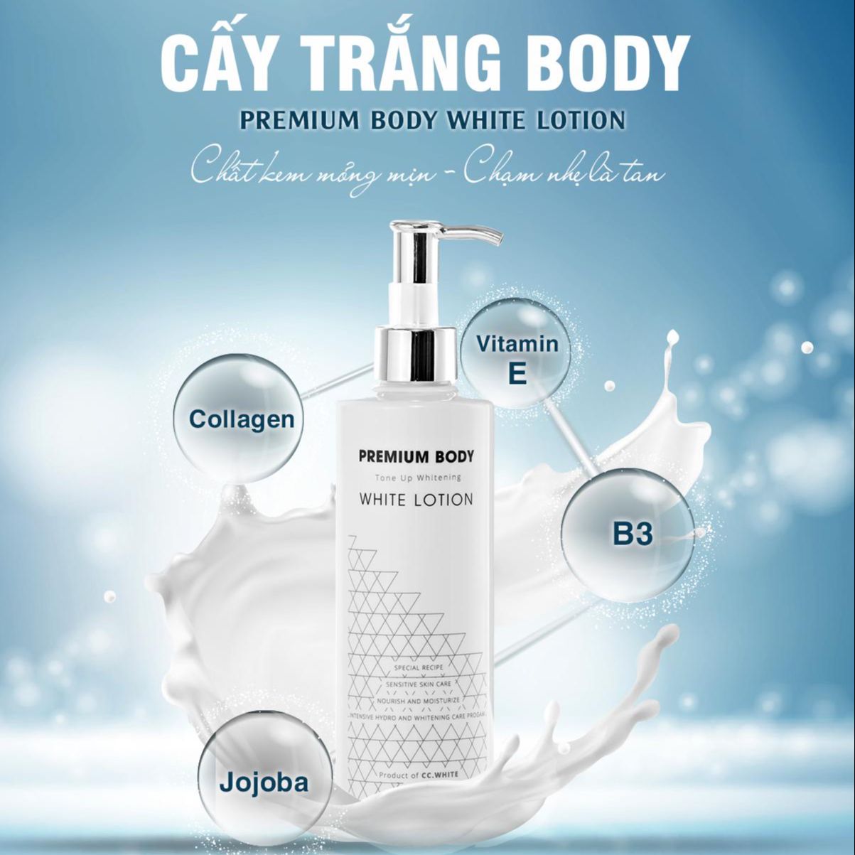 ♥ ️Kem Dưỡng Trắng Da Body Ccwhite Tinh Chất Collagen Tươi - Chai Xịt Gồm 300Ml