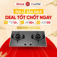(VOUCHER ĐỘC QUYỀN) Bếp gas âm Rinnai RVB-732G(B) mặt kính cường lực và kiềng phủ men gang
