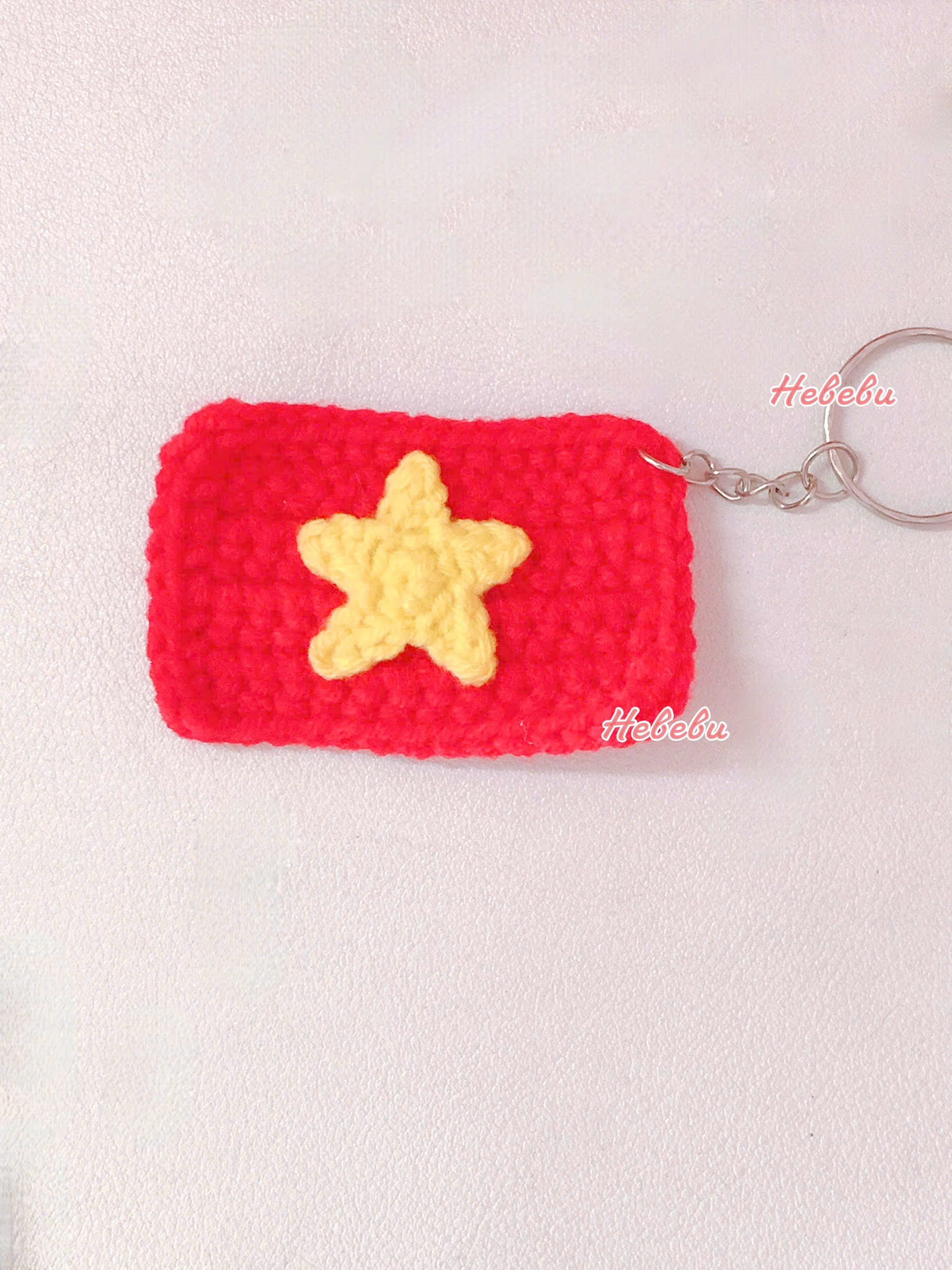 Móc khóa nón lá VN bé nấm lá cờ VN len - keychain handmade