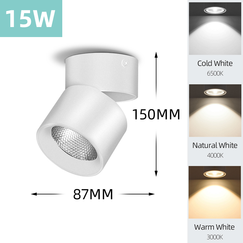 CHENBEN Đèn LED Downlight Có Thể Gập Lại 3 Màu Thay Đổi Đèn Ốp Trần Spotlight Xoay 360° 7w 10w 15W COB Nhôm Theo Dõi Đèn Cho Căn Phòng Khách Phòng Bếp Cửa Hàng Bảo Hành Một Năm