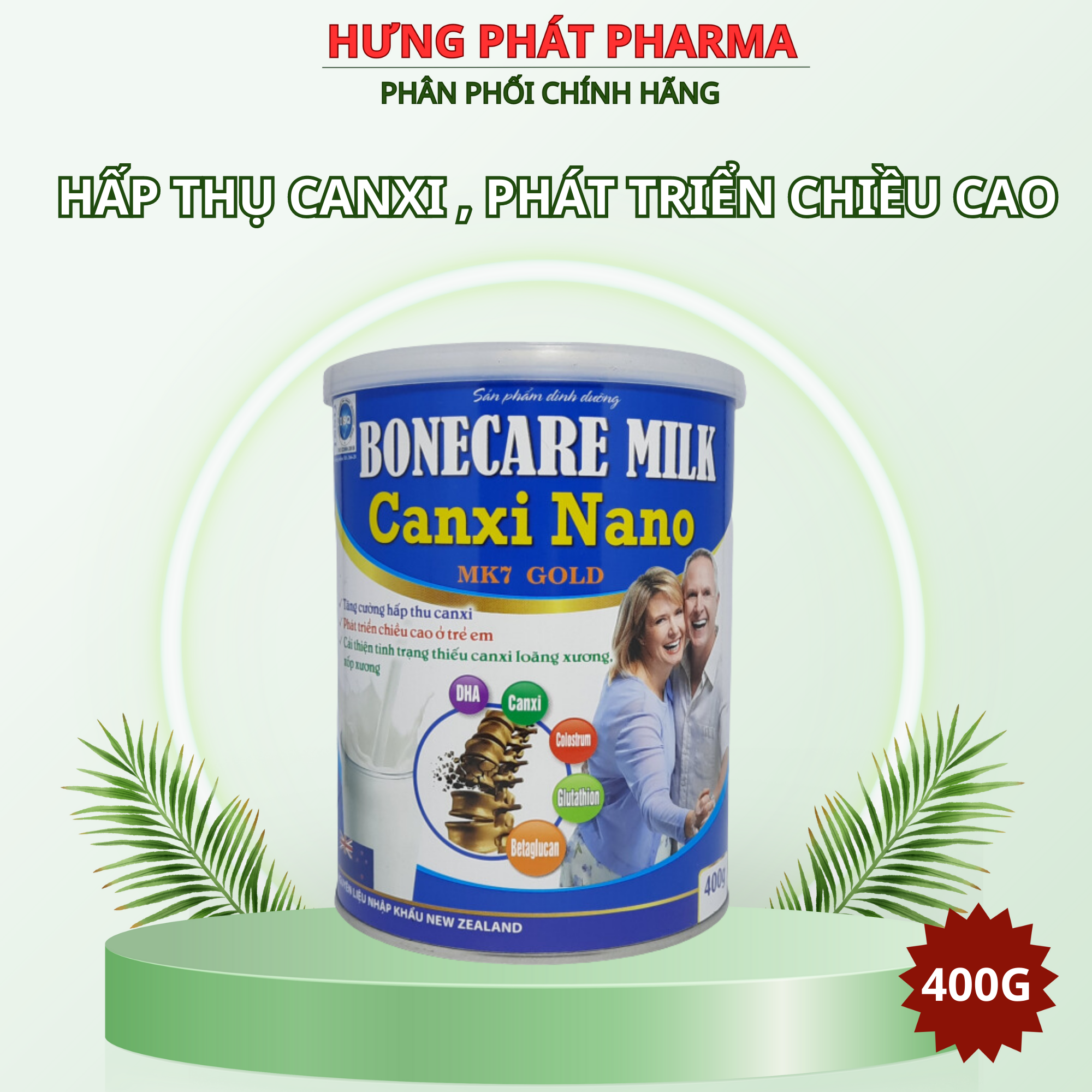 Sữa bột Bonecare Milk Canxi Nano MK7 Gold- tăng cường hấp thu canxi phát triển chiều cao ở trẻ em cải thiện sức khoẻ Hộp 400g – CNC MINH CHUNG