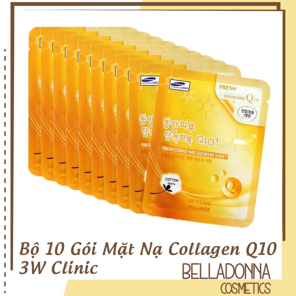 [HCM]Bộ 10 gói mặt nạ cung cấp dưỡng chất phục hồi da 3W Clinic Fresh Coenzyme Q10 Mask Sheet 23ml X 10