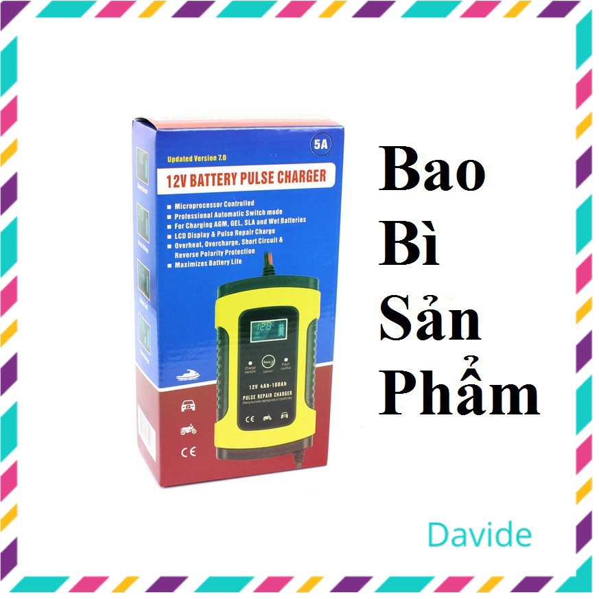 Bộ sạc điện acquy FOXSUR 12V 5A kèm phục hồi bình