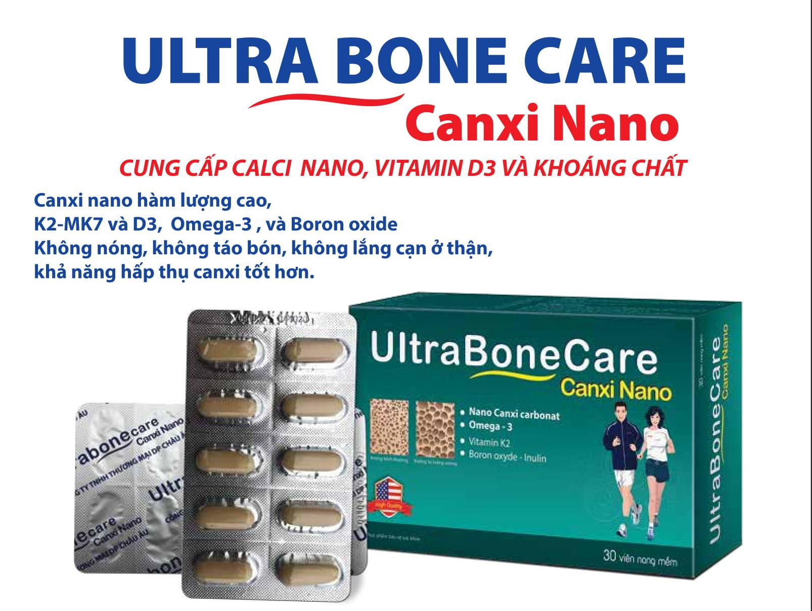 Viên Uống Bổ Sung Canxi Nano Ultra Bone Care - Bổ Sung Canxi Cho Người Thiếu Canxi Phụ Nữ Có Thai - Khỏi Lo Chuột Rút Tê Bì Chân Tay