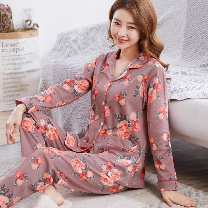 Pijama trung niên nữ B92 - Bộ đồ ngủ pizama pyjama mặc nhà mùa xuân hè thu đông cho mẹ cho bà - Thời