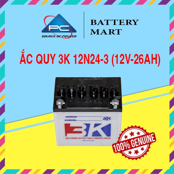 Bình Ắc Quy Dùng Cho Máy Bơm Chữa Cháy 12V-26Ah Ắc Quy 3K 12N24-3