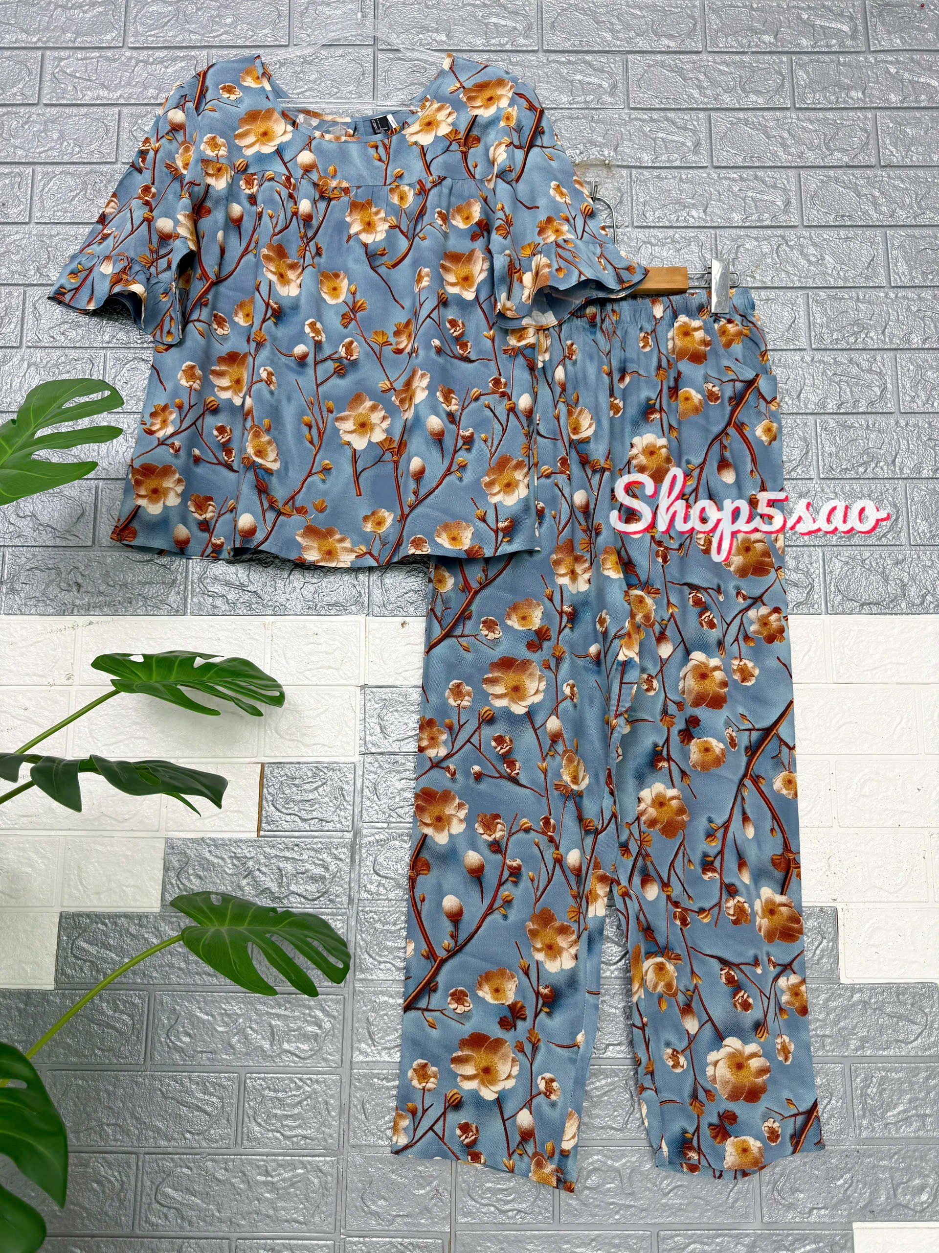 [HCM] Đồ bộ tole trung niên bộ lanh mặc nhà quần dài áo tay lỡ cao cấp SHOP5SAO (43-75kg)