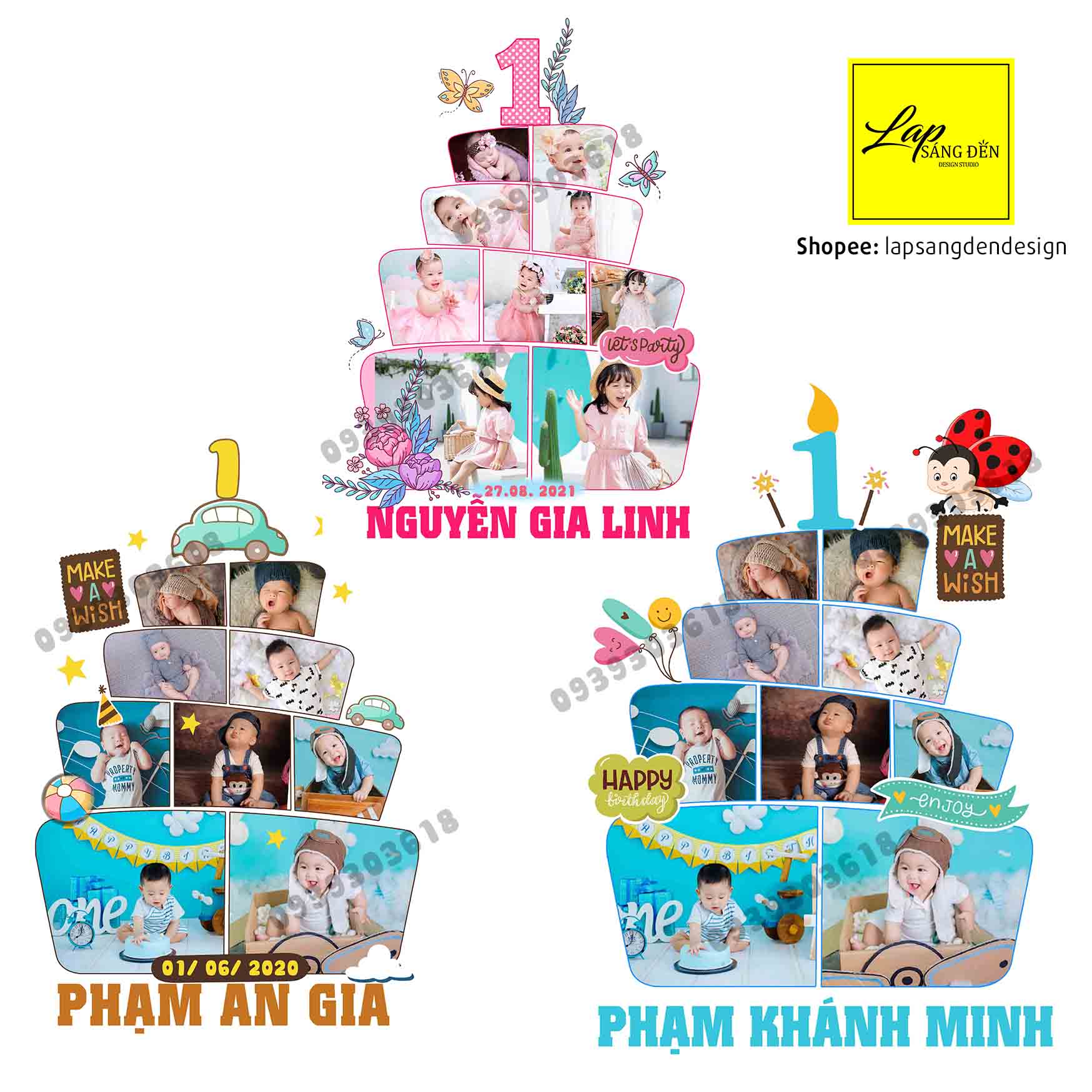 Nhận Đặt gấp_Bộ sưu tập ảnh để bàn trang trí sinh nhật chibi cho bé